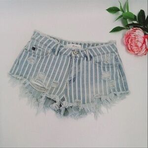 NWT KanCan Blue Striped Jean Shorts